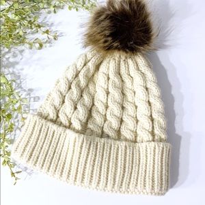 Cable-knit Beanie with Pompom